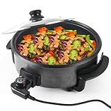 SUPERLEX MultifunktionalePfanne 32x7 cm, 5,6 Liter Elektrische Multipfanne mit Deckel 1500Watt, Elektropfannen Pizzapfanne, Elektrisch Partypfanne