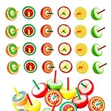 Liuer 20PCS Kreisel aus Holz,Holzkreisel mit Obstmotiven,Spielzeugkreisel aus Holz,Mitgebsel Kindergeburtstag gastgeschenke Spielzeugkreisel aus Holz für Mitgebsel(Zufälliges Muster)
