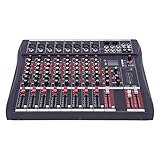 LENDISIY Professioneller Audio-Mixer, 8-Kanal Soundboard-Mischpult, DJ-Mixer Soundboard-Konsolensystem mit MP3 USB Bluetooth, 48V Phantomspeisung für Aufnahmen, Live-Streaming, Podcasting