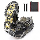 Steigeisen für Bergschuhe mit 19 Zähne,Spikes für Wanderschuhe,Verdickte Schuhkrallen aus Edelstahl,für Walking, Joggen, Klettern und Wandern - L