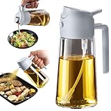 TrendPlain 16oz Ölsprüher für Speiseöl – 470ml Olivenöl Flasche – 2-in-1 Ölspender und Ölsprüher – Küchen Gadgets für Kochen, Salat und Grill Aschgrau