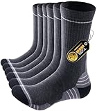 PULIOU Merino Socken Herren Damen Thermosocken Wandersocken Outdoor & Trekking-Socken, Anti-Blasen, Gepolstert Arbeitssocken Wintersocken，Grau 43-46 (3 Paar)