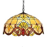 Hängende Pendelleuchte im Tiffany-Stil, Buntglas, Vintage-Eisenkunst-Kronleuchter, Deckenleuchte, Anhänger, Deckenleuchte, Wohnzimmer, Esszimmer, Küche, Barock, 50 cm (20 Zoll), Gedenktag, Vision.
