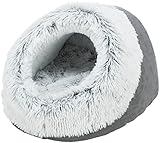 TRIXIE Hunde-Höhle Harvey - Wendekissen - rutschfester Boden - Langhaar-Plüsch - 35 x 26 x 41 cm - grau - 38030