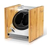 Watch Winder Smith Uhrenbeweger aus Bambusholz und Metall für 2 Uhren, WWS-B1BAM