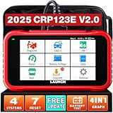 Launch CRP123E V2.0 OBD2 Diagnosegerät Auto Auslesegerät Kfz-Codeleser für Motor,ABS,SRS, Automatik Getriebe,7 Resets: ABS-Blutung/Öl/SAS/Throttle/DPF/EPB/Battery Reset, lebenslanges Upgrade,FCA