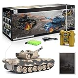 efaso Ferngesteuerter Panzer T-90 99802 27MHz - Panzer ferngesteuert mit Schussfunktion (Simulation) / Infrarot Kampfsystem/drehbarer Turm mit Sound und Licht 1:28 - Panzer Modell/RC Panzer