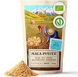 NaturaleBio Maca Pulver Bio, 200g. Peruanisches Ginseng Pulver aus der Gelben Maca Root. Gelatiniert, Biologisch und Rein. Ohne Zusatzstoffe. Gemahlene Macca Wurzel