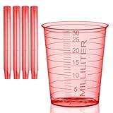 HaseMed Medizinbecher 30ml, graduiert, Kunststoffbecher für Medizin, Labor, Proben und Haushalt, hygienisch & vielseitig, 80 Stück im Set (Rot)