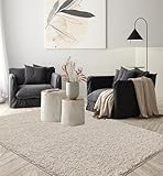 the carpet Foxy Shaggy Teppich - Hochflor Teppich Wohnzimmer & Schlafzimmer - Waschbar & rutschfest - Beige 120 x 170 cm