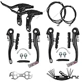 Fahrrad Bremse V Brake Set, Bremshebel Fahrrad mit Werkzeugschlüssel, Bremsarme 127 mm, Geeignet für Bremsanlage für MTB, Citybike (Schwarz)