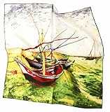 Prettystern 53cm handrolliert Damen Seidenhalstuch Kunstwerk Bandana Nickituch van Gogh Boot P182