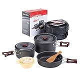 Naturehike 2-3 Personen Outdoor Camping Kochgeschirr Set Leichte Kochtöpfe und Pfannen für Picknick BBQ Wandern Backpacking(Set 2)