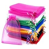 Carehabi - 100 Stück Organzasäckchen, Organzabeutel Bunt, 10 x 15CM, Geschenkbeutel Organza, Schmuckbeutel, Hochzeit-Säckchen, Lavendelsäckchen-Säckchen, Hochzeitsbevorzugung, Festivalparty