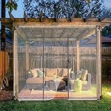 Strapazierfähige, wasserdichte, transparente Pavillon-Seitenteile mit Reißverschluss-Tür für Pergola, transparenter Outdoor-Vinyl-Vorhang für Gartenpflanzen, widerstandsfähige Outdoor-Vorhänge, 4,5 x
