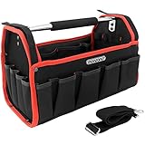 MONZANA® Werkzeugtasche XL 42cm mit verstellbarem Schultergurt stabile Tragestange 8 Innen und 15 Außentaschen Montagetasche Werkzeugbox Werkzeugkasten