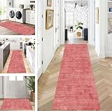 ZUZEKU Abstrakte Läufer Flur Küche Waschbar rutschfest Korridor Teppichmatten 120X100cm Lang Rot Küchenteppich Flurteppich Läufer Schlafzimmer Esszimmer Polyester Teppichläufer Meterware Anpassbar