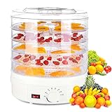 Elektrischer Dörrautomat, 350-W-Tablett-Dörrgerät, mit 5 herausnehmbaren Tabletts, 35-70° Temperatur einstellbar, transparentes, visuelles Obsttablett, zum Trocknen von Obst, Fleisch, Gemüse White