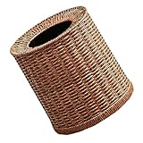 HOOTNEE Runder Rattan Mülleimer mit Kunststoff-einsatz Doppelwandiger Geflochtener Abfalleimer für Bad Küche Büro und Schlafzimmer Atmungsaktiver Papierkorb für Wäsche und Müll