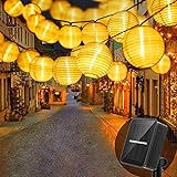 Bigzom Solar Lampions Außen Wetterfest,6 Meter Lampions Außen Wetterfest 20 LED Solar Lichterkette Aussen IP65 Wasserdicht 8 Modus für Garten,Balkon,Hof,Hochzeit,Weihnachten,Party Deko (Warmweiß)