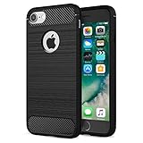 NEW'C Hülle Kompatibel mit iPhone 7/8 (4,7 Zoll) in Schwarz mit Aufprallschutz und Kohlefasereffekt (Silikon Gel TPU, Flexibel) Handyhülle
