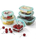 Frischhaltedose Set 12er Glasbehälter für Lebensmittel(6 Deckel&6 Behälter) Langlebige Lunchboxen mit Deckel Luftdichte Auslaufsicher und BPA-frei Vorratsdosen Glas Meal Prep Boxen Aufbewahrungsbox