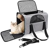 BERTASCHE Transporttasche für Katzen Hunde bis zu 7kg Transportbox Faltbar Tragetasche Katzentransporttasche für Reisen im Auto Zug