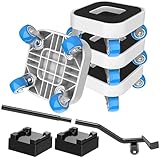 NIUXX Möbelrollen, Möbeltransportrollen Set, 360 Grad Schwerlastrollen, Möbelrollen Klein mit Rillen, Transportrollen Bett, 4 Möbelroller mit Rollen und 1 Lastenheber Maximale Belastung 350 Kg