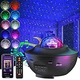 Sternenhimmel Projektor, UOUNE LED Sternenlicht Projektor mit Bluetooth Lautsprecher,Timer, Starry Stern Nachtlicht für Kinder,Erwachsene,Schwarz