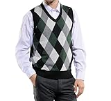 Pulloverweste für Herren, Herrenpullover Ärmellos Strickweste Klassische Wollmischung Kontrastfarbe Argyle V-Ausschnitt Weste Pullover Weste Business Pullover Strickwaren Slim Fit Gestrickte Tankt