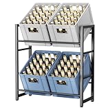 jockcaras Getränkekistenregal für 4 Getränkekisten - Schwarz Metall Getränkeregal, Stabil & Platzsparend Kistenregal für Bier, Wasser - Für Wohnzimmer, Küche & Keller 74,5T x 32B x 82,5H cm
