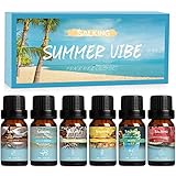 SALKING Sommer Ätherische Öle Set, 6x10mL 100% Aromatherapie Duftöl für Diffuser, Luftbefeuchter, Massage, Kokosnuss, Ananas, Wassermelone, Meeresbrizf, Mojito, Vanilleeis
