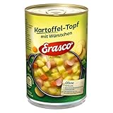 Erasco Kartoffel-Topf mit Würstchen (1 x 400g), In rund 5 Minuten fertig - Mit zarten Bockwurstscheiben und herzhaften Speckstückchen - Einfach lecker