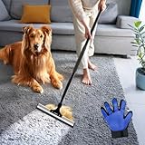 Okköbi Carpet Rake - Fellfeger Besen – Pet Hair Remover für Teppich & Möbel – Gummibesen mit Stiel – Hundehaare Entfernen – Teppich Bürste für Tierhaare – Fellfeger für Teppiche & Böden