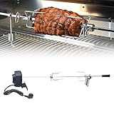 Edelstahl Grillspieß Set, 4W Drehspieß Spirit, 360° Drehbarer Winkel Drehspieß Grill 8kg Belastbarkeit Drehspiess mit Motor für Gasgrill Grillspieße