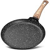 MICHELANGELO Crepe Pfanne 24cm, Antihaftbeschichtete Pfanne, Pfanne Induktion, Omlettpfanne Antihaft mit weichem Bakelit-Griff, induktionsgeeignet, Schwarz