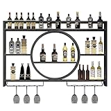 Modernes Weinregal zur Wandmontage, Metall, Weinflaschen- und Glasregal, Präsentationsständer, Eisen, Weinhalter für Wohnzimmer oder Restaurant, Hintergrunddekoration