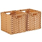 MANGATA Aufbewahrungskorb, 31x31 cm Körbe Aufbewahrung, Korb geflochten aus Polypropylene, 31x31x31 cm, Popcorn, 2er-Pack