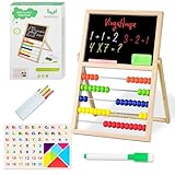 VingaHouse Grundschule Rechenschieber Abakus, Abacus Rechner Kinder Abakus Zählrahmen mit Kreidetafel & Whiteboard mit Magnetaufkleber, Abakus Spielzeug für Kinder ab 3 Jahren