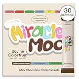 MIRACLE MOO Colostrum Supplement für Darmgesundheit, Haarwachstum, Schönheit und Immununterstützung – einfach zu mischendes Grasfutter Rinderpulver – Höchstes IgG Plus ImmunoLin, Schokolade 30