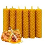 LAMARE Bienenwachskerze Honigwabe 100% Natürlich (6 Einheiten - 10 cm Länge - 2 cm Durchmesser) - OHNE PARAFFINE - Honigkerzen - Handgefertigt 100% Handwerklich.