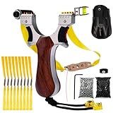 Stein Steinschleuder,Schleuder Zwille Set,Steinschleuder profi für jagd mit Gummibändern 100 Stahlkugeln 100 Tonkugeln,Professionelle Holz Jagdslingshot Schleuder,Zwille Katapult für Erwachsene Jagd