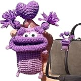 SCHÖNE SCHLÜSSELTASCHE - gehäkeltes Autoschlüsseletui, handgestrickt | Dekorative Schutzhülle, ausgefallener Schlüsselanhänger, niedliches Wurstdesign zum Sichern von Schlüsseln, D., Se référer au