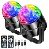 Discokugel, RIYO 360°Rotierende Sound Aktivierte Discolicht Partylicht mit Fernbedienung, Disco Licht für Innenraum Geburtstag Tanz Karaoke Dekoration(2 Pakete)