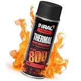 INRAL Hitzebeständiger Lack Schwarz –Auspufflack Schwarz Matt für Metalloberflächen - Langlebige, Hitzebeständige Farbe – 400 ml Schnell Trocknender Ofenlack Schwarz Matt für Heimwerker