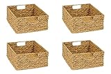 4er-Set Regal Korb für Halbes Fach im Kallax Regal Wasserhyazinthe Natur Faltkorb Flechtkorb Regalbox Storage Box Aufbewahrungskorb Schrankkorb sehr stabil 31 x 34 x 15 cm