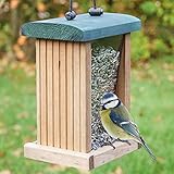 zooprinz nachhaltiges Vogelhaus zum aufhängen - Vo-gelfutterspender mit stabilem Sitzrand und Schutzdach für Wildvögel – witterungsbeständig und langlebig – Dank des Seils schnell