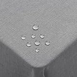 Homaxy Leinendeckeoptik Tischdecke Abwaschbar Eckig 100x140cm, Tischtuch Leinendecke Wasserabweisend Abwischbare, Lotuseffekt Schmutzabweisend Tischwäsche Tafeldecke, Grau