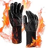 Grillhandschuhe hitzebeständig Grillhandschuh 800°C Feuerfeste Handschuhe, Ofenhandschuhe Topfhandschuhe, Backhandschuhe für Küche & Grill BBQ - Ankway