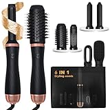 Kocusu 6 in 1 Airstyler,Hairstyler mit Warmluftbürste,1000W Einstellbare Haarstyler mit Rundbürstenföhn,Volumen-Föhnbürste,Thermal Brush,Lockenstab Automatisch,Glättbürste Für Trocknen,Locken,Glätten